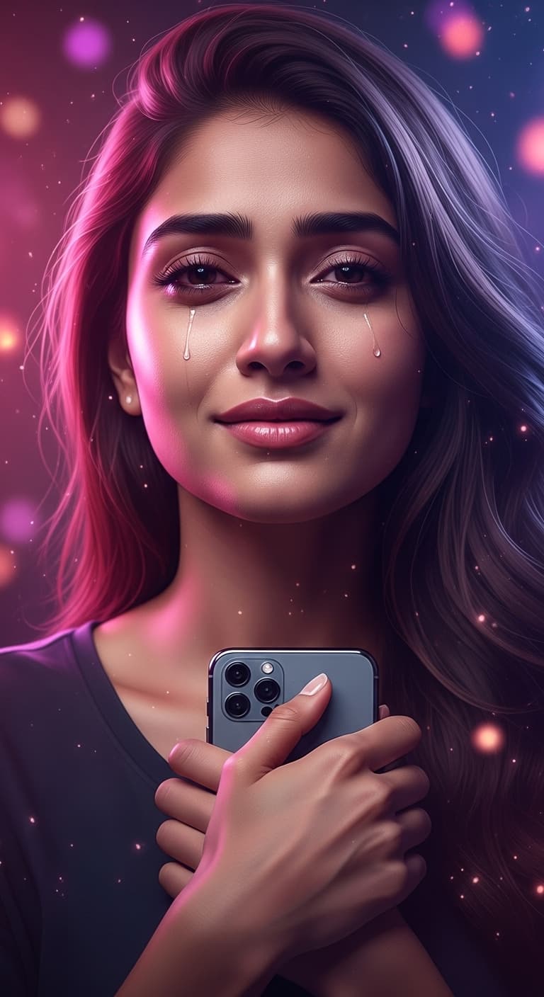 A woman experiencing joy upon receiving a personalised anniversary song